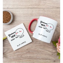 Hediye Dükkanı Kişiye Özel Garibanın Yüzü Gülür Mü Esprili Kırmızı Kupa Bardak ve Bardak Altlığı