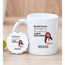 Hediye Dükkanı Kişiye Özel Alışıkın Değilsindir Tasarım Esprili Beyaz Kupa Bardak ve Anahtarlık