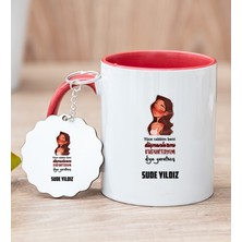 Hediye Dükkanı Kişiye Özel Kudurtayım Diye Tasarım Esprili Kırmızı Kupa Bardak ve Anahtarlık