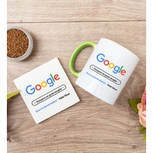 Hediye Dükkanı Kişiye Özel Google Tasarım Esprili Sarı Kupa Bardak ve Bardak Altlığı