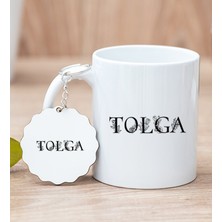 Hediye Dükkanı Kişiye Özel Çiçekli Harf Tasarım Isim Yazılı Beyaz Kupa Bardak ve Anahtarlık