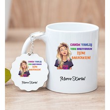 Hediye Dükkanı Kişiye Özel Işine Bakıcaksın Tasarım Esprili Beyaz Kupa Bardak ve Anahtarlık