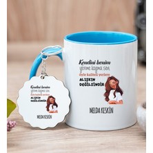 Hediye Dükkanı Kişiye Özel Alışıkın Değilsindir Tasarım Esprili Mavi Kupa Bardak ve Anahtarlık