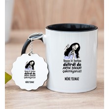 Hediye Dükkanı Kişiye Özel Herkes Delirdi Tasarım Esprili Siyah Kupa Bardak ve Anahtarlık