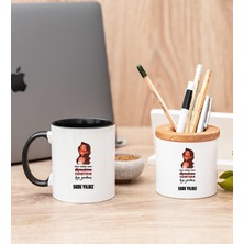 Hediye Dükkanı Kişiye Özel Kudurtayım Diye Tasarım Esprili Siyah Kupa Bardak ve Kalemlik