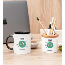 Hediye Dükkanı Kişiye Özel Terazi Burcuna Hediye Siyah Kupa Bardak ve Kalemlik