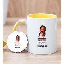 Hediye Dükkanı Kişiye Özel Kudurtayım Diye Tasarım Esprili Sarı Kupa Bardak ve Anahtarlık