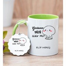 Hediye Dükkanı Kişiye Özel Garibanın Yüzü Gülür Mü Esprili Yeşil Kupa Bardak ve Anahtarlık