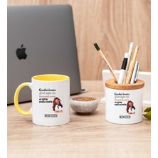 Hediye Dükkanı Kişiye Özel Alışıkın Değilsindir Tasarım Esprili Sarı Kupa Bardak ve Kalemlik