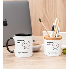 Hediye Dükkanı Kişiye Özel Incinmişsin Dedi Tasarım Esprili Siyah Kupa Bardak ve Kalemlik