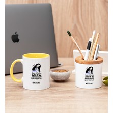 Hediye Dükkanı Kişiye Özel Herkes Delirdi Tasarım Esprili Sarı Kupa Bardak ve Kalemlik