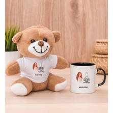 Hediye Dükkanı Kişiye Özel Az Önce Aşık Oldum Tasarım Esprili Siyah Kupa Bardak ve Peluş Ayıcık