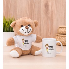 Hediye Dükkanı Kişiye Özel Maske Işi Iyi Oldu Tasarım Esprili Beyaz Kupa Bardak ve Peluş Ayıcık