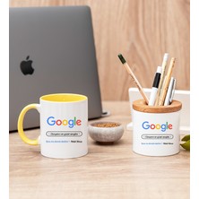 Hediye Dükkanı Kişiye Özel Google Tasarım Esprili Sarı Kupa Bardak ve Kalemlik