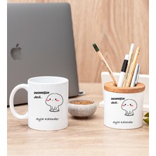 Hediye Dükkanı Kişiye Özel Incinmişsin Dedi Tasarım Esprili Beyaz Kupa Bardak ve Kalemlik