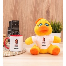 Hediye Dükkanı Kişiye Özel Kudurtayım Diye Tasarım Esprili Kırmızı Kupa Bardak ve Peluş Civciv