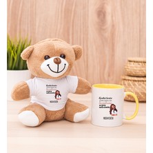 Hediye Dükkanı Kişiye Özel Alışıkın Değilsindir Tasarım Esprili Sarı Kupa Bardak ve Peluş Ayıcık