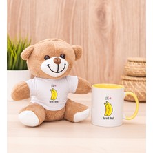 Hediye Dükkanı Kişiye Özel Sevimli Muzlar Sarı Kupa Bardak ve Peluş Ayıcık