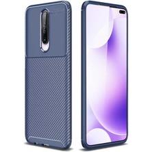 Case 4U Xiaomi Redmi K30 Kılıf Rugged Armor Karbon Desenli Lüx Negro Silikon Arka Kapak Lacivert