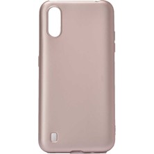 Case 4U Samsung Galaxy A01 Kılıf Klasik Mat Renkli Yumuşak Premier Silikon Rose Gold