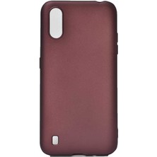 Case 4U Samsung Galaxy A01 Kılıf Klasik Mat Renkli Yumuşak Premier Silikon Mürdüm