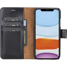 Venito Apple iPhone 11 Florence Siyah Deri Cüzdan Telefon Kılıfı