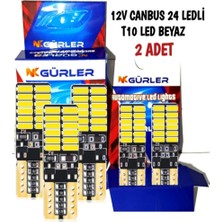 Gürler Oto Aksesuar T10 LED Ampül 24-Ledli 12V 5W Park LED Plaka LED Tavan LED Beyaz 2 Adet