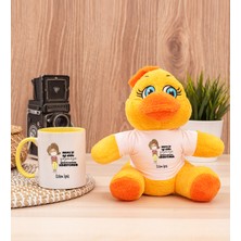 Hediye Dükkanı Kişiye Özel Maske Işi Iyi Oldu Tasarım Esprili Sarı Kupa Bardak ve Peluş Civciv