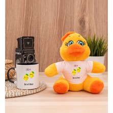 Hediye Dükkanı Kişiye Özel Sevimli Limonlar Siyah Kupa Bardak ve Peluş Civciv