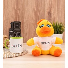 Hediye Dükkanı Kişiye Özel Çiçek Harf Tasarım Isim Yazılı Yeşil Kupa Bardak ve Peluş Civciv