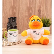 Hediye Dükkanı Kişiye Özel Garibanın Yüzü Gülür Mü Esprili Yeşil Kupa Bardak ve Peluş Civciv