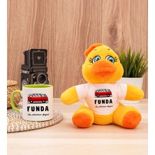 Hediye Dükkanı Kişiye Özel Vosvos Minibüs Tasarımlı Yeşil Kupa Bardak ve Peluş Civciv