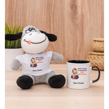 Hediye Dükkanı Kişiye Özel Işine Bakıcaksın Tasarım Esprili Siyah Kupa Bardak ve Peluş Eşek