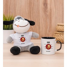 Hediye Dükkanı Kişiye Özel Başak Burcuna Hediye Siyah Kupa Bardak ve Peluş Eşek