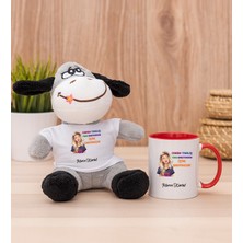 Hediye Dükkanı Kişiye Özel Işine Bakıcaksın Tasarım Esprili Kırmızı Kupa Bardak ve Peluş Eşek