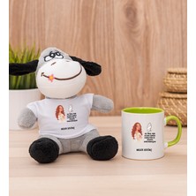 Hediye Dükkanı Kişiye Özel Az Önce Aşık Oldum Tasarım Esprili Yeşil Kupa Bardak ve Peluş Eşek