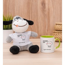 Hediye Dükkanı Kişiye Özel Incinmişsin Dedi Tasarım Esprili Yeşil Kupa Bardak ve Peluş Eşek