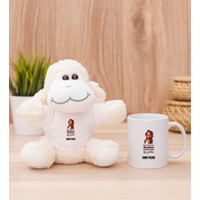 Hediye Dükkanı Kişiye Özel Kudurtayım Diye Tasarım Esprili Beyaz Kupa Bardak ve Peluş Koyun