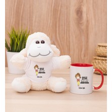 Hediye Dükkanı Kişiye Özel Maske Işi Iyi Oldu Tasarım Esprili Kırmızı Kupa Bardak ve Peluş Koyun