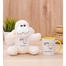 Hediye Dükkanı Kişiye Özel Incinmişsin Dedi Tasarım Esprili Sarı Kupa Bardak ve Peluş Koyun
