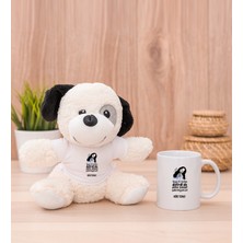 Hediye Dükkanı Kişiye Özel Herkes Delirdi Tasarım Esprili Beyaz Kupa Bardak ve Peluş Köpek