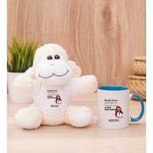Hediye Dükkanı Kişiye Özel Alışıkın Değilsindir Tasarım Esprili Mavi Kupa Bardak ve Peluş Koyun