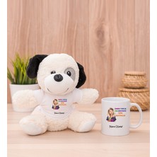 Hediye Dükkanı Kişiye Özel Işine Bakıcaksın Tasarım Esprili Beyaz Kupa Bardak ve Peluş Köpek