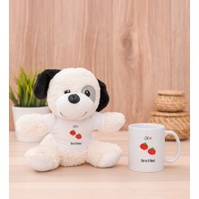 Hediye Dükkanı Kişiye Özel Sevimli Domatesler Beyaz Kupa Bardak ve Peluş Köpek