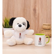 Hediye Dükkanı Kişiye Özel Kudurtayım Diye Tasarım Esprili Yeşil Kupa Bardak ve Peluş Köpek