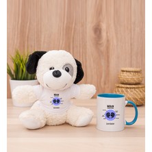 Hediye Dükkanı Kişiye Özel Ikizler Burcuna Hediye Mavi Kupa Bardak ve Peluş Köpek