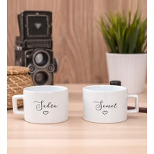 Hediye Dükkanı Kişiye Özel El Yazısı Tasarımlı Isimli Ikili Fincan