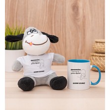 Hediye Dükkanı Kişiye Özel Varmış Ki Yemiş Diyelim Esprili Mavi Kupa Bardak ve Peluş Eşek