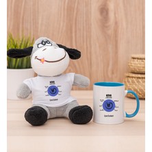 Hediye Dükkanı Kişiye Özel Kova Burcuna Hediye Mavi Kupa Bardak ve Peluş Eşek