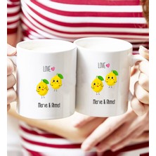 Hediye Dükkanı Kişiye Özel Sevimli Limonlar Ikili Beyaz Kupa Bardak